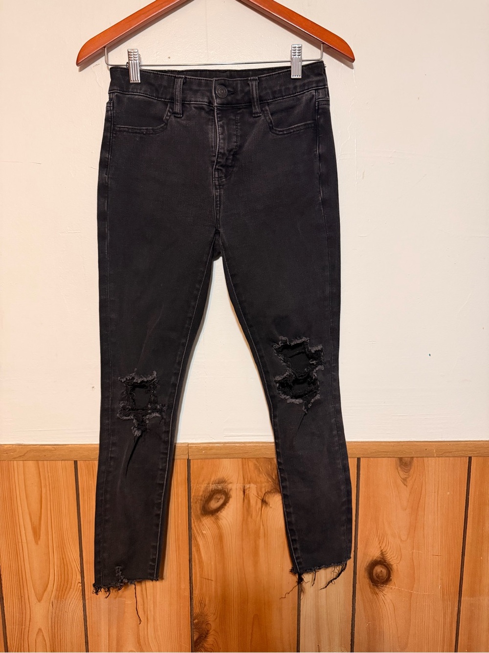 American Age Black Distressed Skinny Jeans
